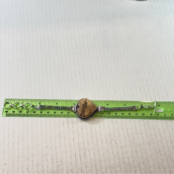 🆕 Picture Jasper Heart Bracelet in 925 Sterling Silver – Artisan Chain Design - Picture 4 of 16